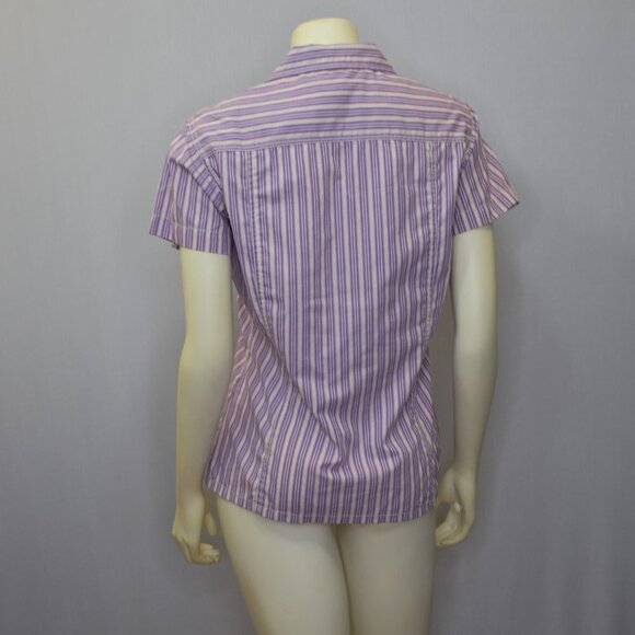 CALVIN KLEIN  BUTTON  UP Striped TOP  PET MD - Picture 6 of 6